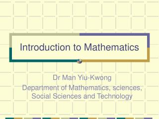 Introduction to Mathematics