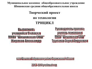 Муниципальное казенное общеобразовательное учреждение Шишовская средняя общеобразовательная школа