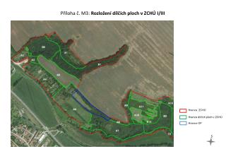 Příloha č. M3: Rozložení dílčích ploch v ZCHÚ I/III