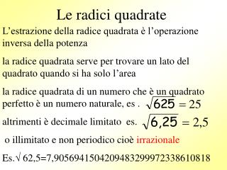 Le radici quadrate