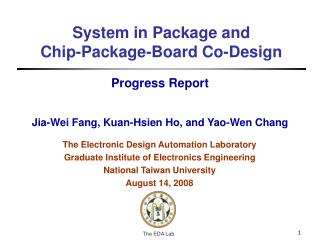 System in Package and Chip-Package-Board Co-Design