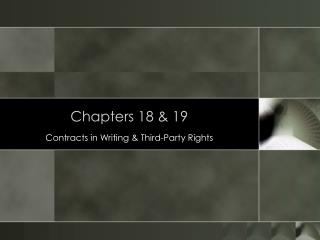 Chapters 18 &amp; 19