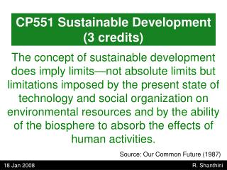 CP551 Sustainable Development (3 credits)