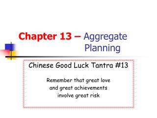 Chapter 13 – Aggregate Planning