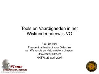 Tools en Vaardigheden in het Wiskundeonderwijs VO