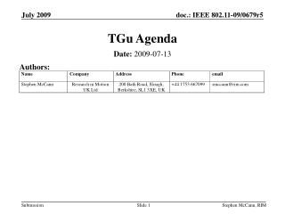 TGu Agenda