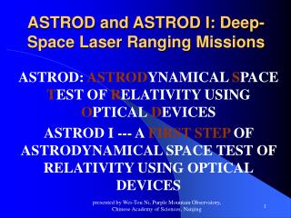 ASTROD and ASTROD I: Deep-Space Laser Ranging Missions