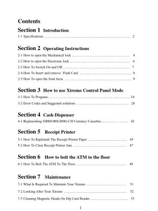 Contents Section 1 Introduction 1-1 Specifications ……. ...……………...………………..…………..………….. 2