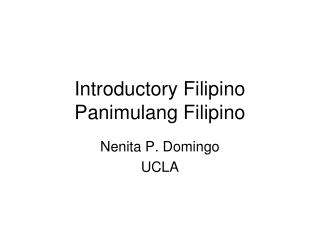 Introductory Filipino Panimulang Filipino