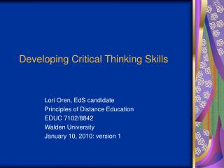 Developing Critical Thinking Skills