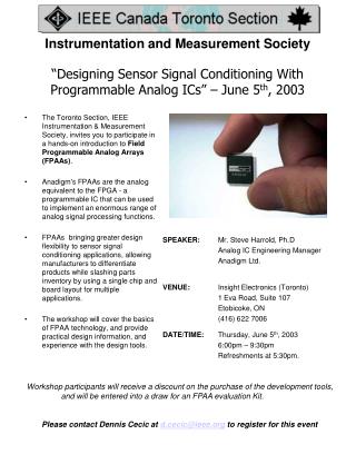 “Designing Sensor Signal Conditioning With Programmable Analog ICs” – June 5 th , 2003