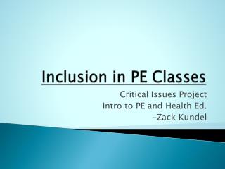 Inclusion in PE Classes