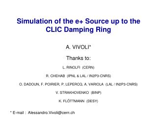 Simulation of the e+ Source up to the CLIC Damping Ring