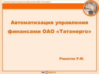 Автоматизация управления финансами ОАО «Татэнерго»