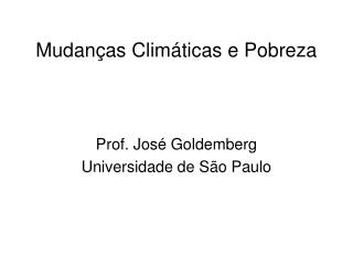 Mudanças Climáticas e Pobreza