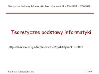 Teoretyczne podstawy informatyki