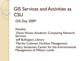 GIS Services and Activities as CSU