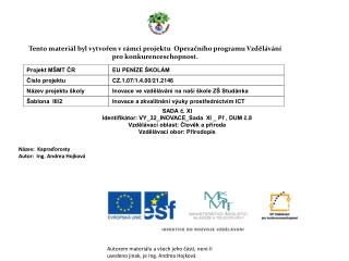 SADA č. XI Identifikátor: VY_32_INOVACE_Sada XI _ Př , DUM č.8