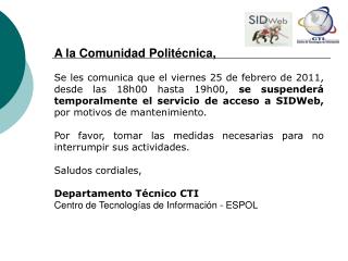 A la Comunidad Politécnica,