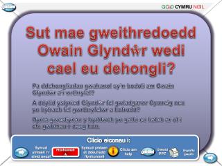 Sut mae gweithredoedd Owain Glynd ŵ r wedi cael eu dehongli ?