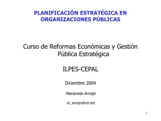 PLANIFICACIÓN ESTRATÉGICA EN ORGANIZACIONES PÚBLICAS