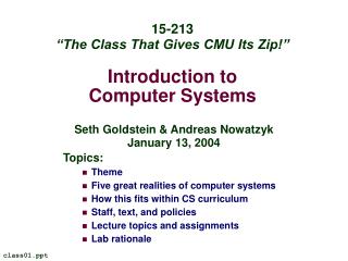 Introduction to Computer Systems