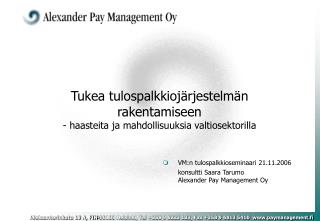 Tukea tulospalkkiojärjestelmän rakentamiseen - haasteita ja mahdollisuuksia valtiosektorilla