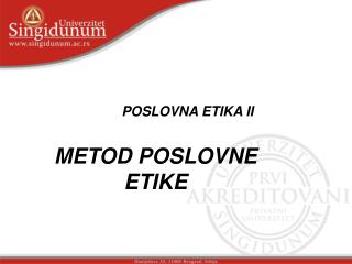 POSLOVNA ETIKA II