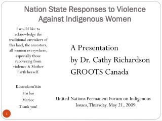 Nation State Responses to Violence Against Indigenous Women