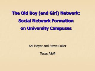 The Old Boy (and Girl) Network: Social Network Formation on University Campuses