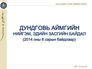 ДУНДГОВЬ АЙМГИЙН НИЙГЭМ, ЭДИЙН ЗАСГИЙН БАЙДАЛ