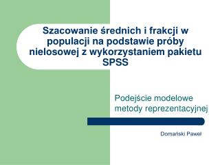 Podejście modelowe metody reprezentacyjnej