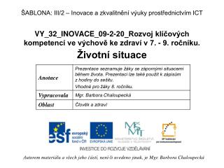 VY_32_INOVACE_09-2-20_Rozvoj klíčových kompetencí ve výchově ke zdraví v 7. - 9. ročníku.