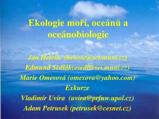 Ekologie moří, oceánů a oceánobiologie