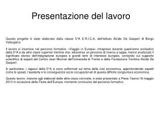 Presentazione del lavoro