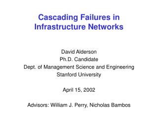 Cascading Failures in Infrastructure Networks