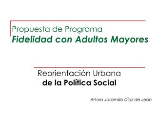 Propuesta de Programa Fidelidad con Adultos Mayores