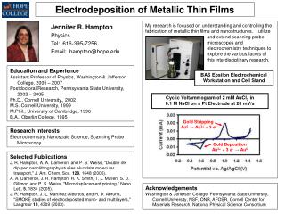 Electrodeposition of Metallic Thin Films