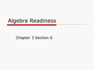 Algebra Readiness