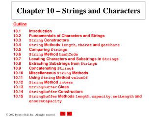 Chapter 10 – Strings and Characters