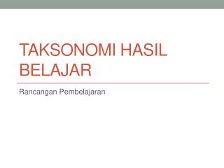 Taksonomi Hasil Belajar