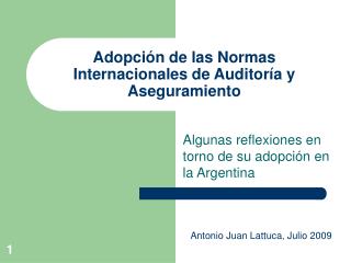 Adopción de las Normas Internacionales de Auditoría y Aseguramiento