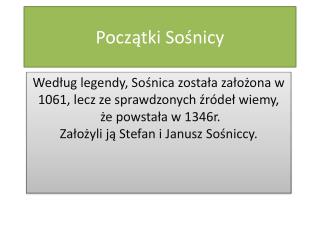 Początki Sośnicy