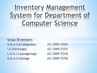 Inventory Management System for Department of Computer Science