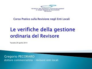 Gregorio PECORARO dottore commercialista – revisore enti locali