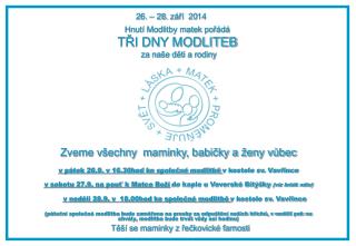 Hnutí Modlitby matek pořádá TŘI DNY MODLITEB za naše děti a rodiny