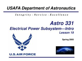 Astro 331 Electrical Power Subsystem—Intro Lesson 19