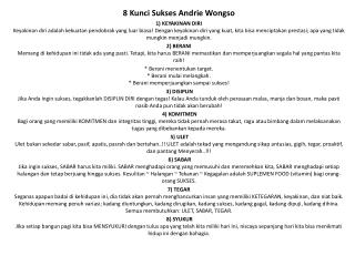 8 Kunci Sukses Andrie Wongso