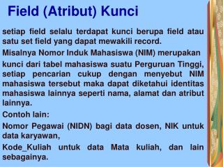 Field (Atribut) Kunci