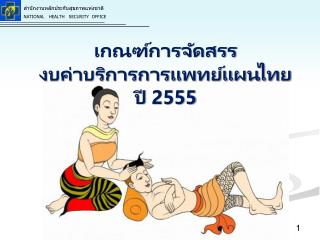 เกณฑ์การจัดสรร งบค่าบริการการแพทย์แผนไทย ปี 2555